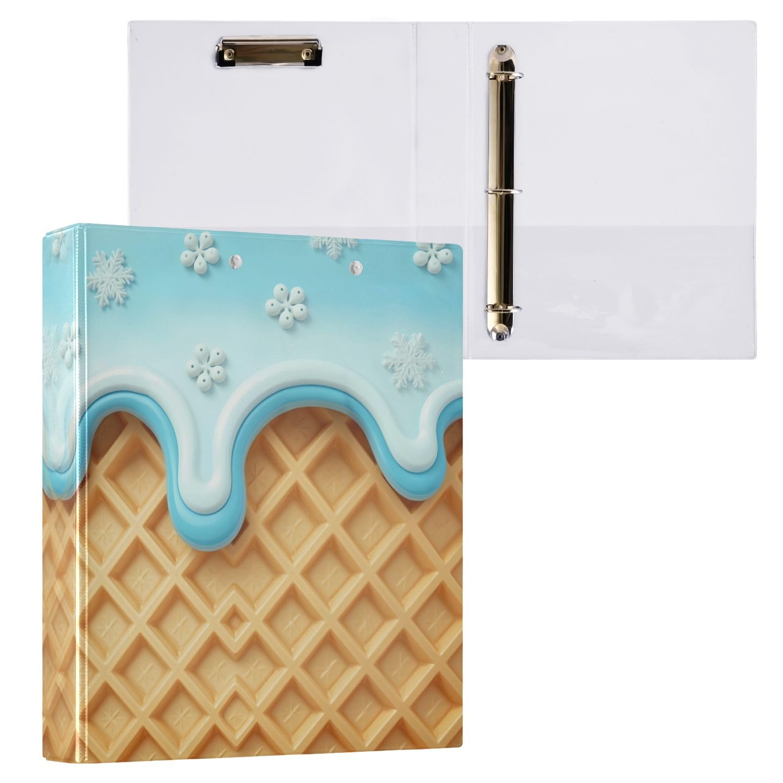Raccoglitore a 3 anelli blu gelato 3,8 cm anelli rotondi contiene 200 fogli, 3 raccoglitori ad anelli con clip in metallo antiscivolo