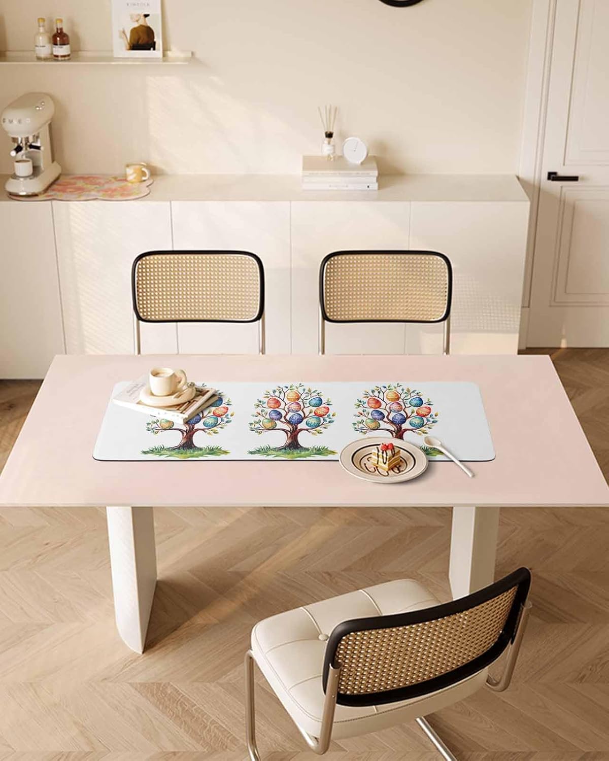 Countertop Protector Mats, Easter Colorful Eggs Tree Non-Slip Heat-Proof Dining Table Mats Decorative Surface Protection for Countertops Kitchen Islands Tables 12"x 48"