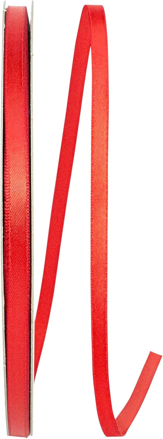 Reliant Ribbon 4950-065-01C Double Face Satin Ribbon, 1/4 Inch X 100 Yards, Red