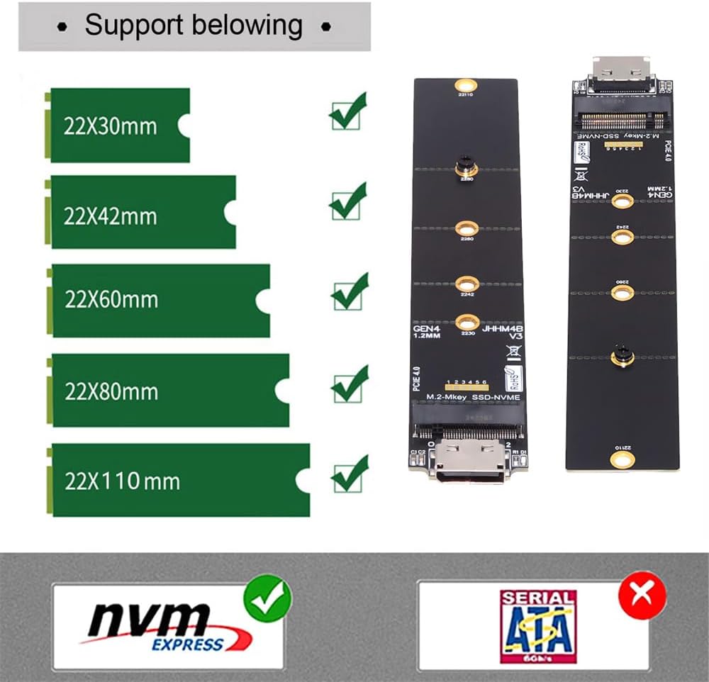 xiwai SFF-8612 SFF-8611 Oculink to NGFF M-Key M.2 to PCIe SSD 2230 2280 22110 SSD NVME PCBA Adapter for Mainboard