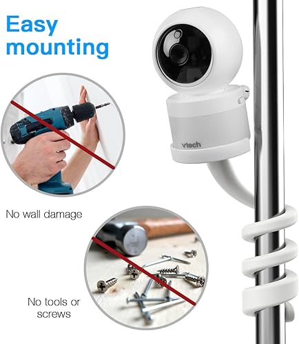 Miniatura 5 de Koroao Soporte de monitor de bebé para VTech VM5463RM5764HDRM5864HDRM7764HDBM3800BM4700BM5600BM5700 Soporte giratorio versátil sin herramientas ni