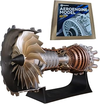 1/20 Mechanical Aircraft Turbofan Engine Model, SKYMECHMAN Aeroengine DIY Assembly Model, Turbofan Engine Model for TR900 Airplane, Mechanical Science Toys Desktop Decoration, 150+PCS