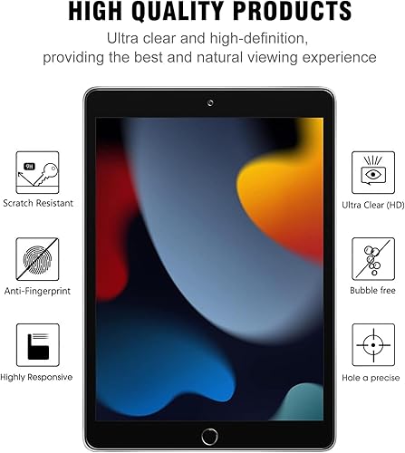 Miniatura 6 de Paquete de 2 protectores de pantalla compatibles con iPad de 9, 8 y 7 generación (10.2 pulgadas, 202120202019) Película de vidrio templado