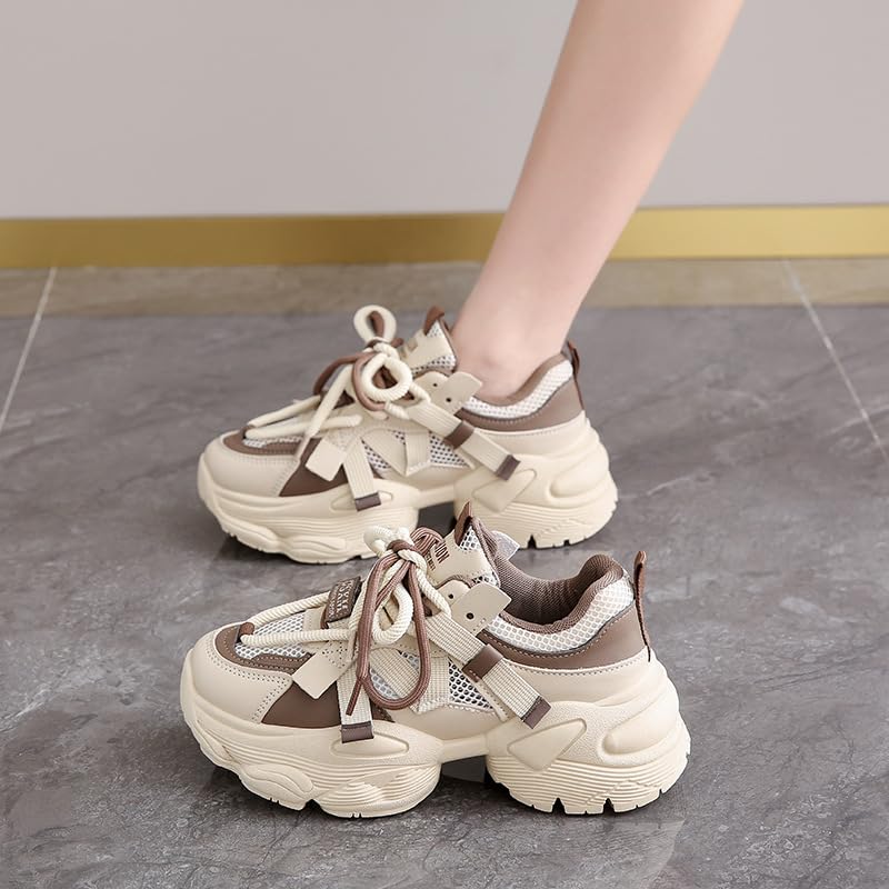 Women's Fashionable Lace Up Platform Sneakers, Casual Comfortable Sports Shoes for Daily Wear, Female All-Match Round Toe Comfy Shoes for Daily Wear, Trainers for Women2