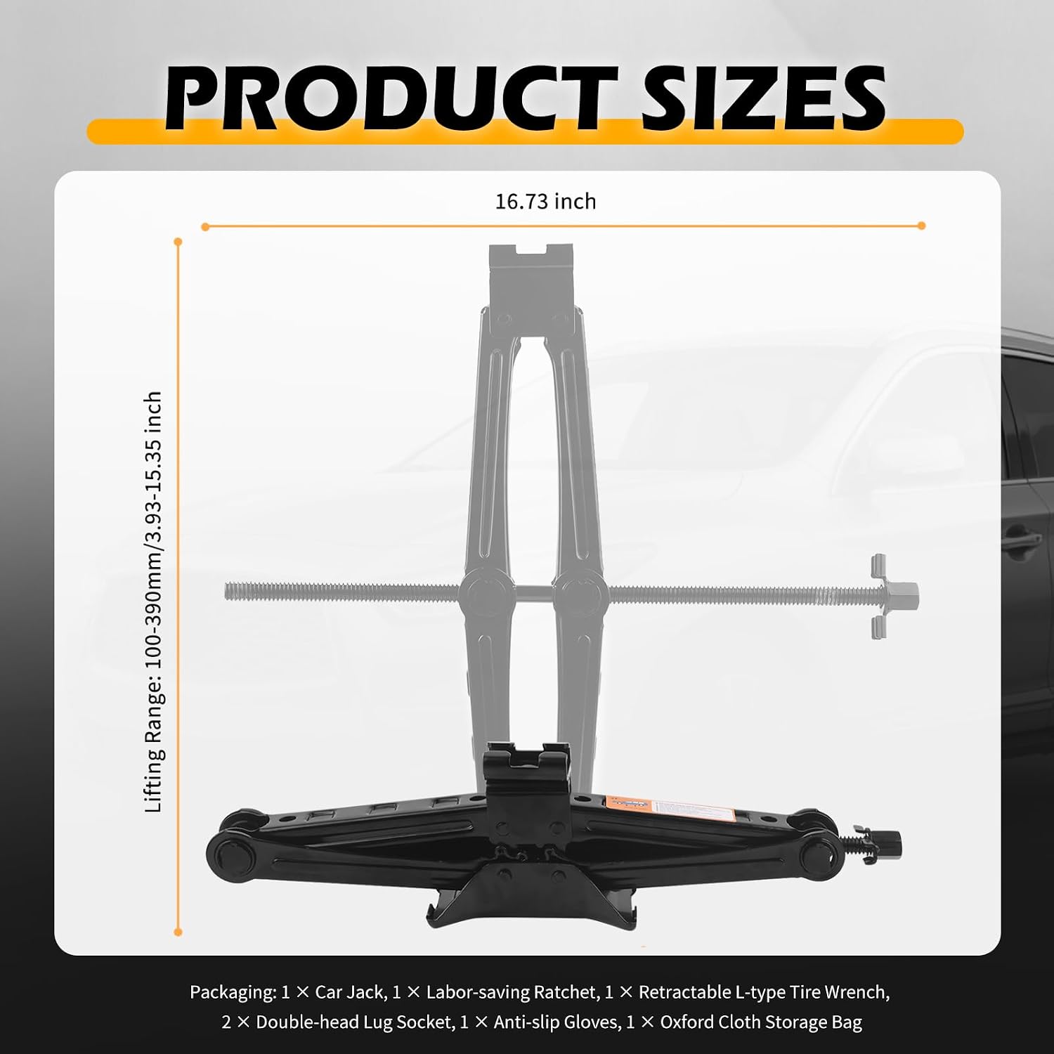 Heavy Duty Scissor Jacks for Car Set,Car Jack Kit Lifts 3.93-15.35 Inch,2 Ton 4409 lbs Tire Jack Kit for Cars with Tire Wrench & Ratchet Wrench for Emergency Flat Tires Change