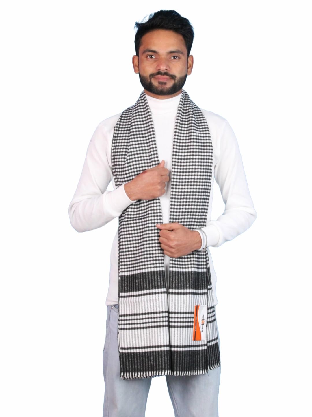 Premium Winter Muffler for Men Soft Wool-Blend Checked Scarf Warm, Lightweight & Stylish Muffler for Office, Casual & Outdoor Wear-image-12