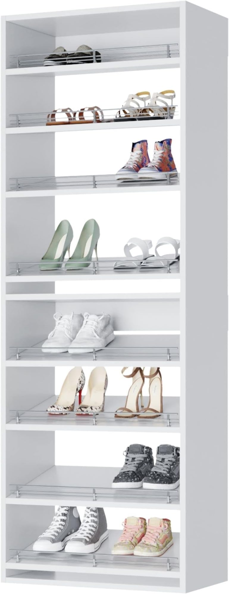 Closet Shelves Tower - Modular Closet System with Shoe Shelves (8) - Corner Closet System - Closet Organizers and Storage Shelves (White, 25.5 inches Wide) Closet Shelving