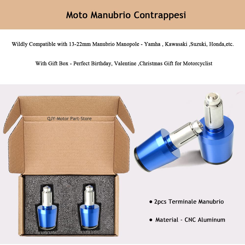 2pz Moto Bilanceri Manubrio Contrappesi 22mm 7/8' Manubrio Terminale Per SUZUKI SV650 SV 650 SV650S SV650A SV650X 2000-2022 (Blu)