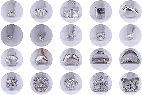 Miniatura 2 de KLLsmDesign Juego de traje de trabajo de cuero para manualidades incluye patrón de alfabeto digital, herramientas de punteado, cuchillo giratorio de