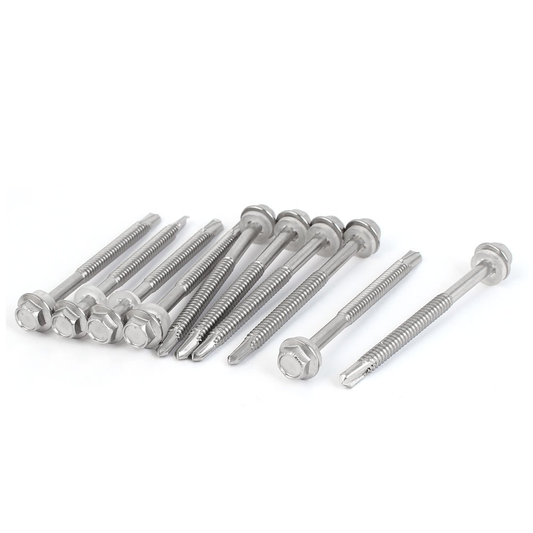 30 Viti Autofilettanti Tek Testa Esagonale 5,5-6x19 Mm - Acciaio Inox
