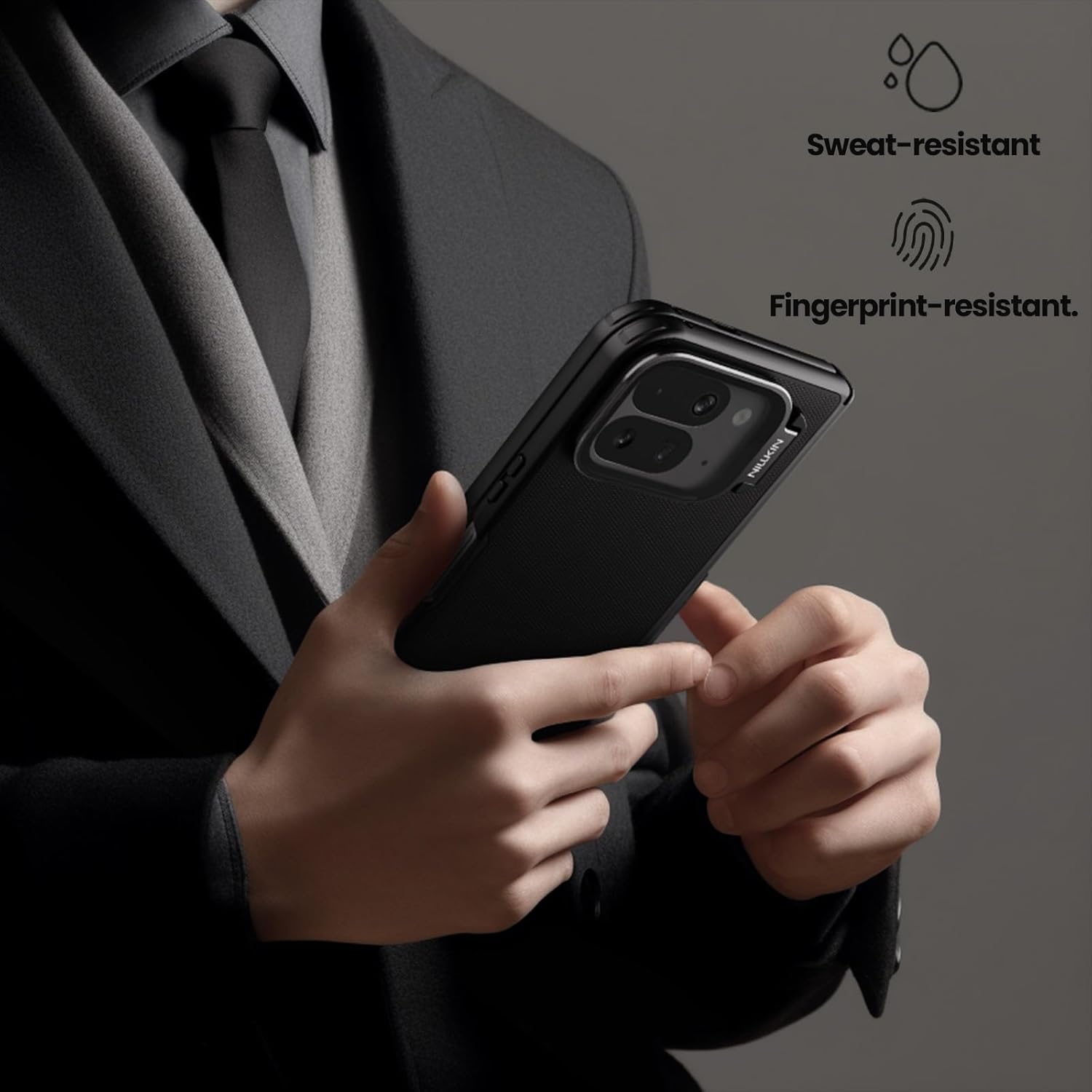 Nillkin for Pixel 10 Pro Fold Case with Kickstand & Camera Cover Protection |Compatible with Magsafe | Frosted Shield | Prop Stand Functionality |Black Color