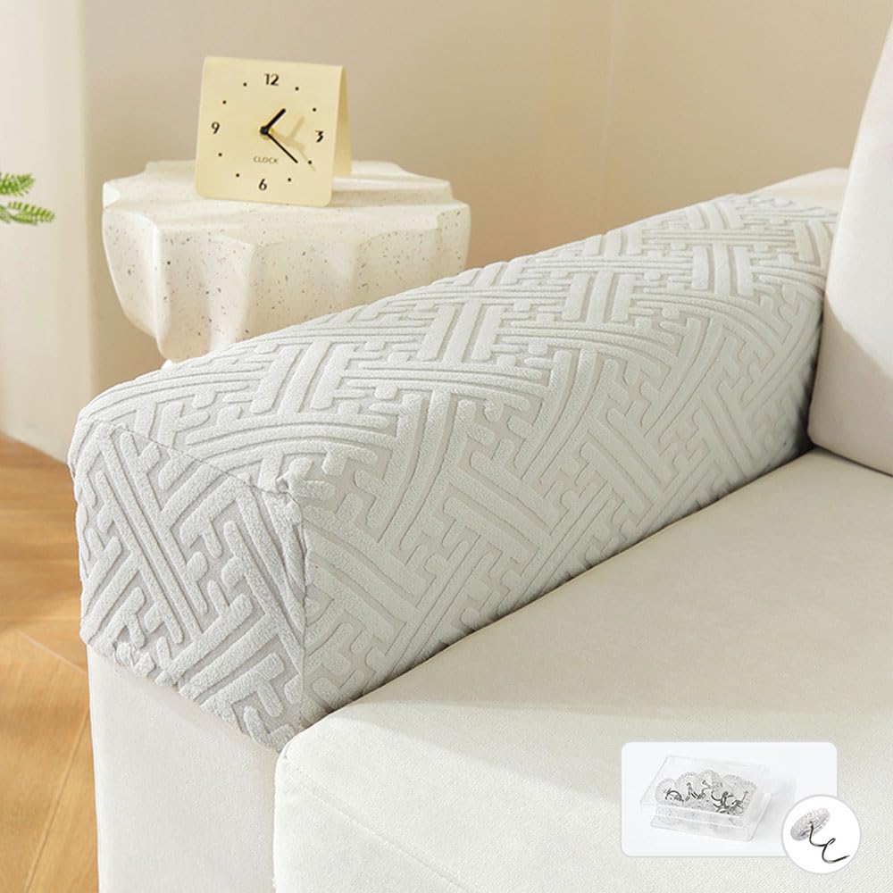 Funda Protectora Para Reposabrazos De Sofá - 1 Par - Terciopelo Elástico Antimanchas (Color Café)