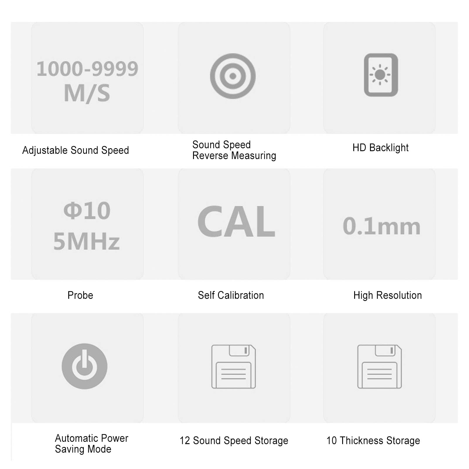 Medidor de espesor ultrasónico industrial para acero, metales, plástico, vidrio,PVC y tuberías. Capacidad de almacenamiento de 10 datos Probador de espesor con pantalla LCD digital