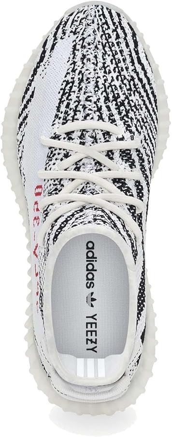 adidas Men's Yeezy Boost 350 V2, White/CORE Black/RED, 9.5 M US