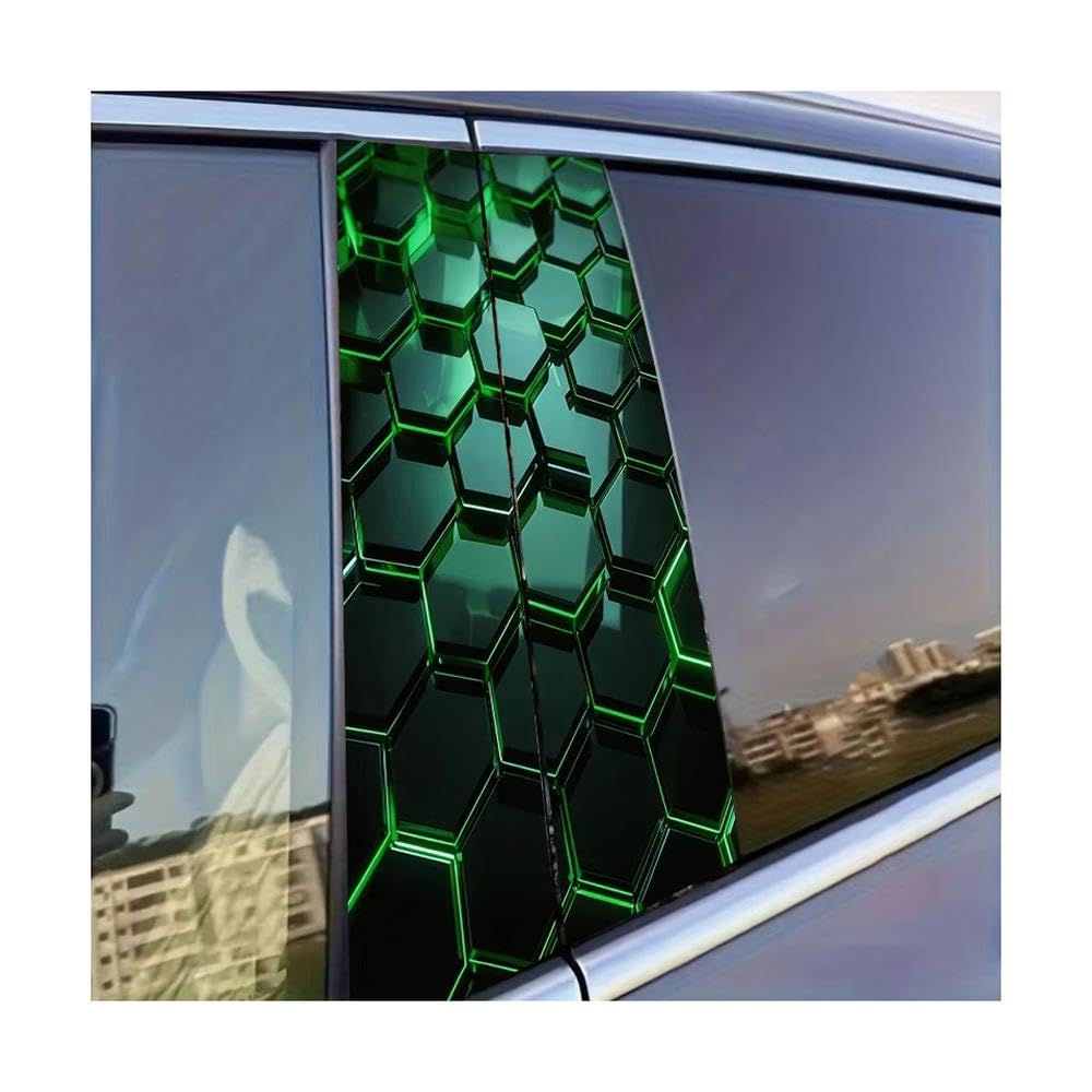 Body Parts 2 PCS Car Door Pillar Decoration Sticker Honeycomb Glossy Material Protective Film