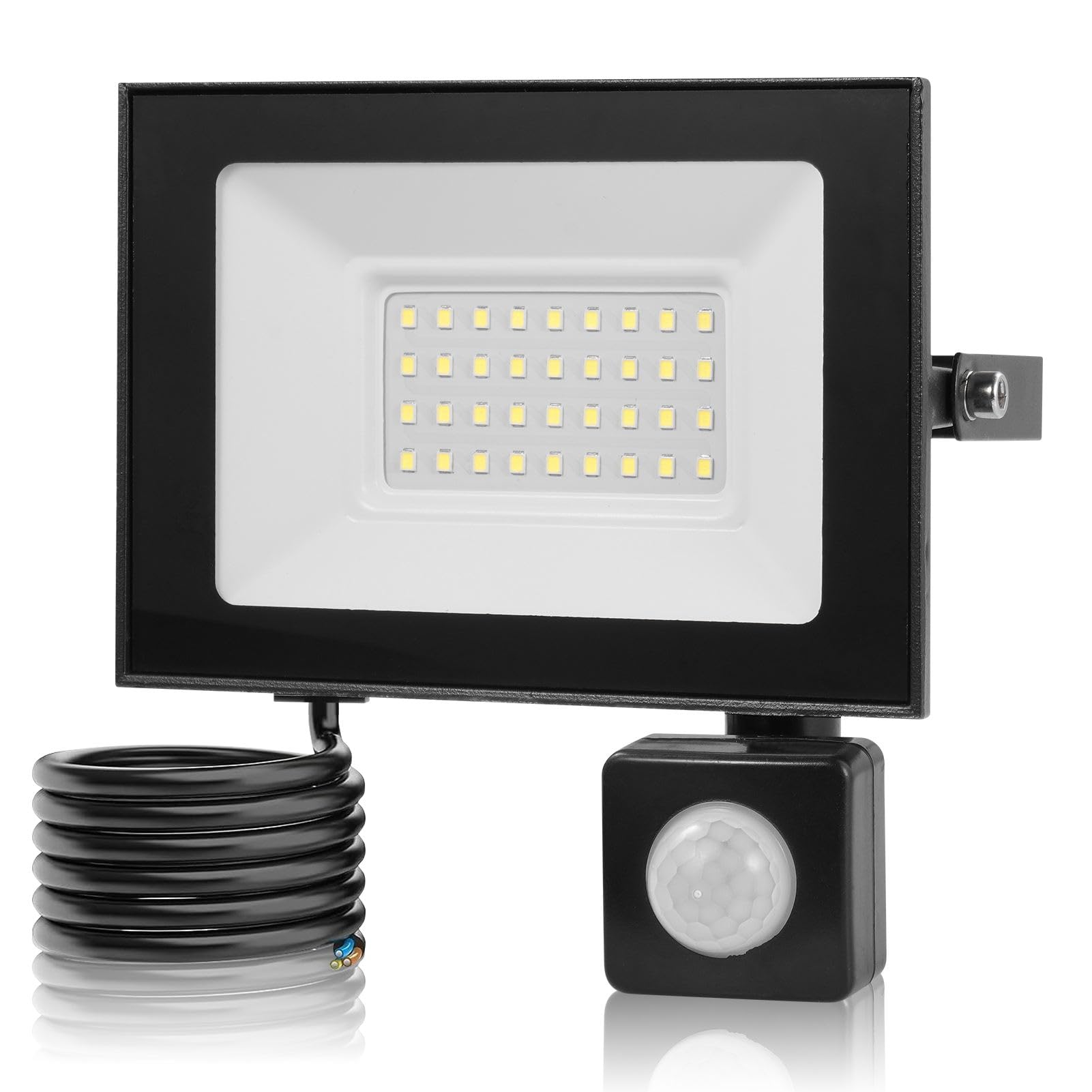 Bellanny 30W Security Lights Outdoor Motion Sensor, 3000LM PIR Flood Light, IP66 Waterproof Outside Lights with Sensor | 3000K Warm LED Floodlight Wall Light Mains Powered for Garden, Backyard, Garage — image 1