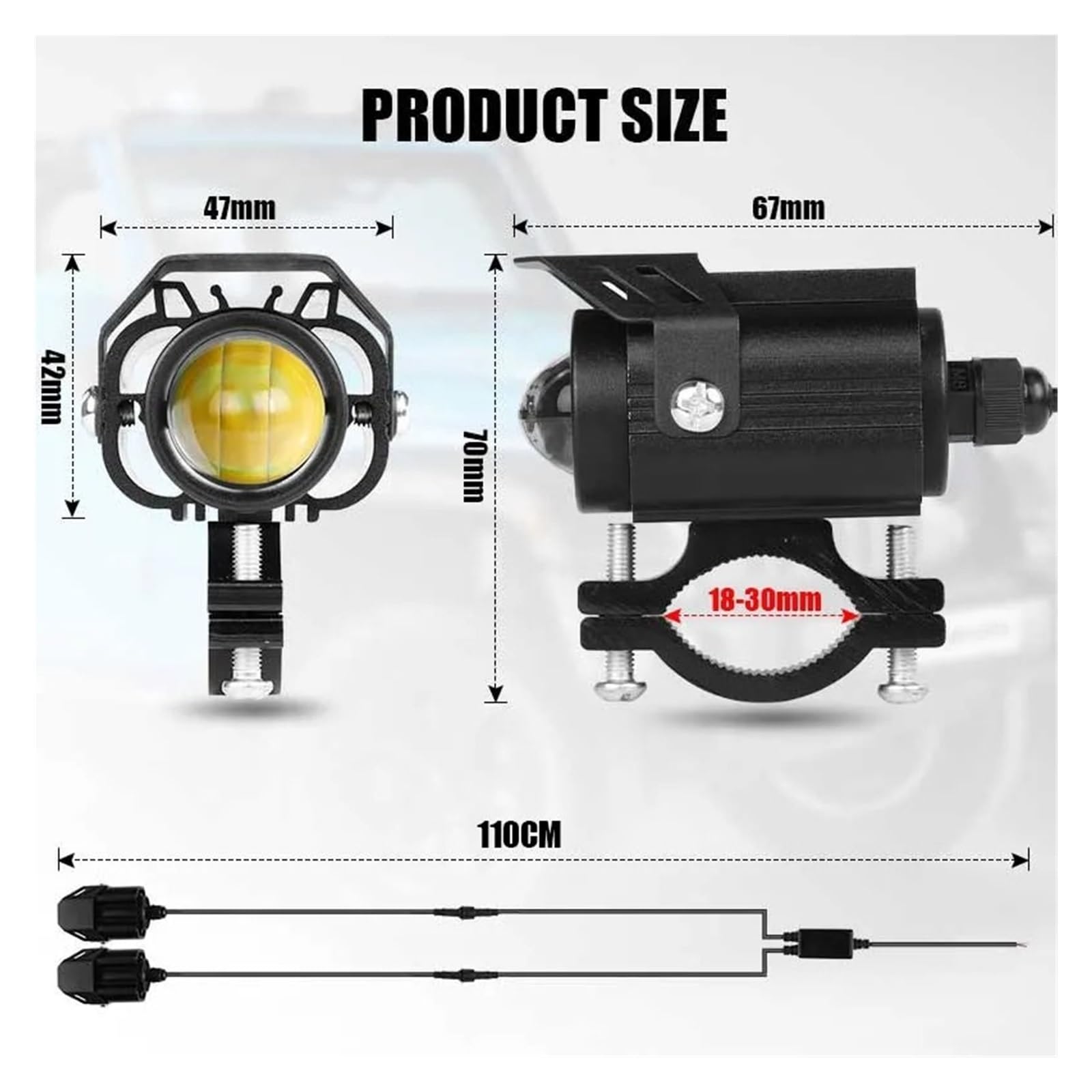 Pour ATV Pour UTV Camion Vélo Scooter 10V-60V Double Couleur LED Moto Phare Auxiliaire Antibrouillard Clignotant Projecteurs Phare De Moto