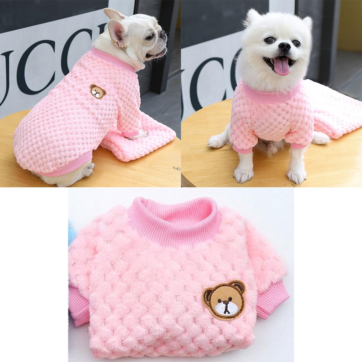 Pull pour Petit Chien/Chat, Pull-Overs en Polaire pour Petits Chiens, Pull d'hiver Manteau en Polaire, Manteaux d'hiver pour Chien//Chat, Manteau d'hiver Chaud Doux et Pelucheux, L, Rose