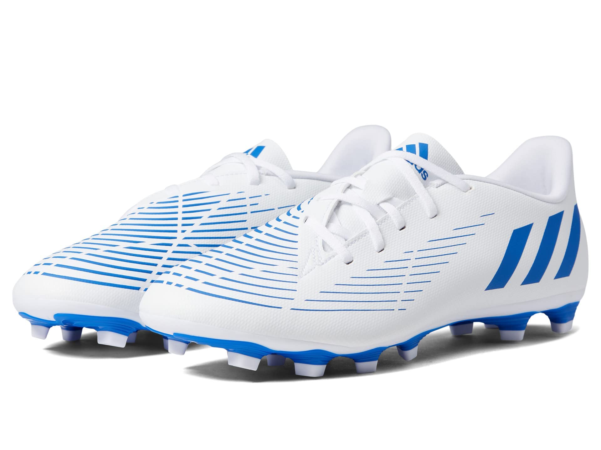 adidas Unisex Predator Edge.4 Flexible Ground Soccer Shoe, White/Blue/White, 10 US Men