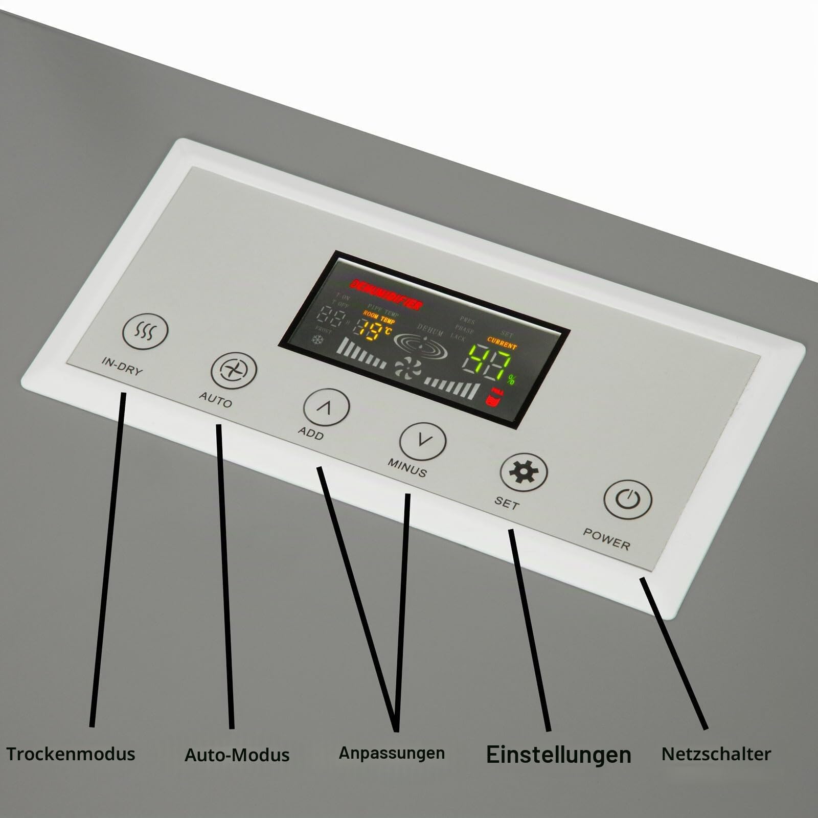 EBERTH Bautrockner Gewerbe-Luftentfeuchter Bau-Entfeuchter, Leistung 50L / Tag, Entfeuchtungsgerät mit 1% Schritten von 20% - 90% RH einstellbar, Raum-Trockner für professionellen & privaten Gebrauch