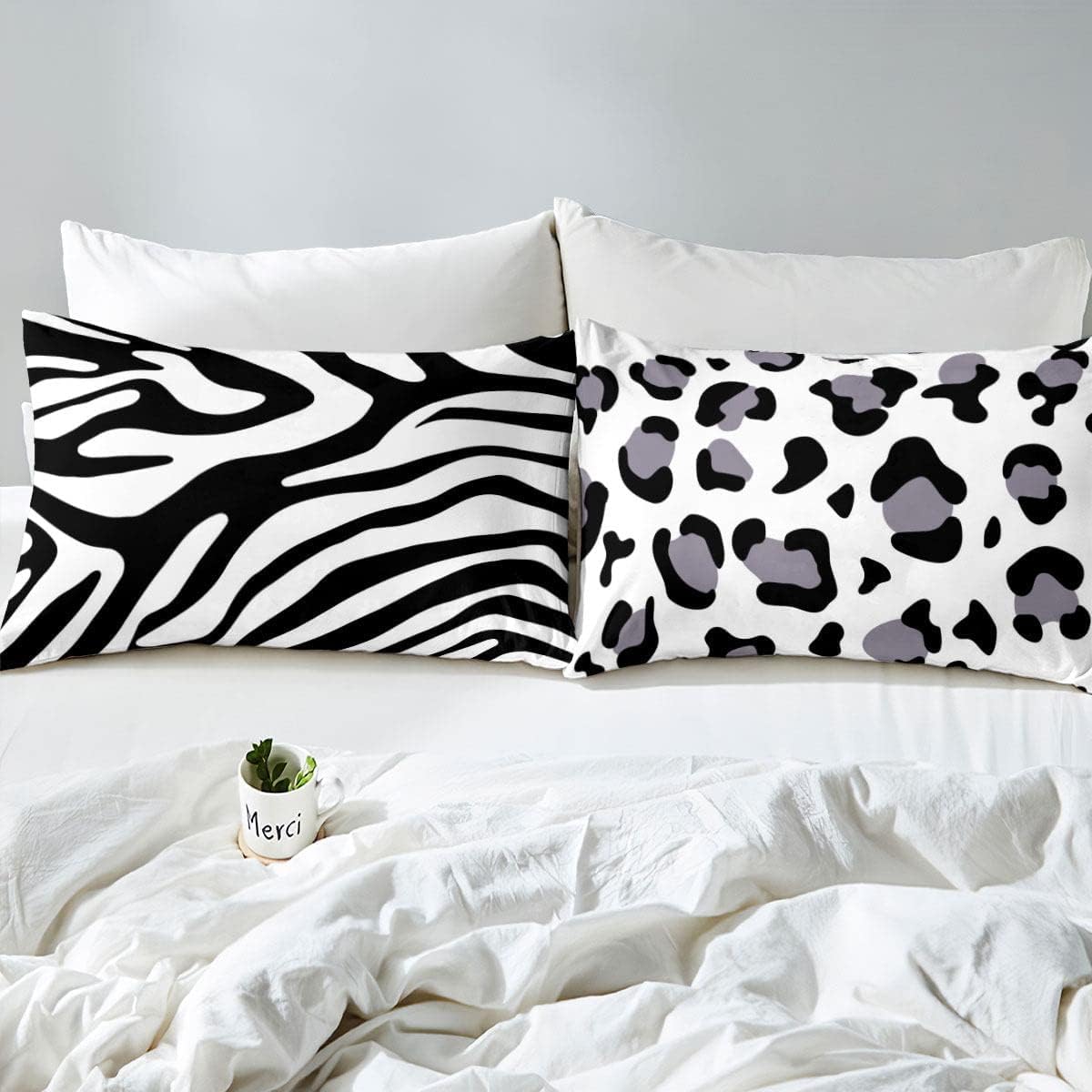 Homemissing King Zebra Stripe Comforter Cover Set Leopard Pattern Bedding Set Children's Decoration 3D Wildlife Skin Texture Duvet Cover Black and White Fur - Image 4