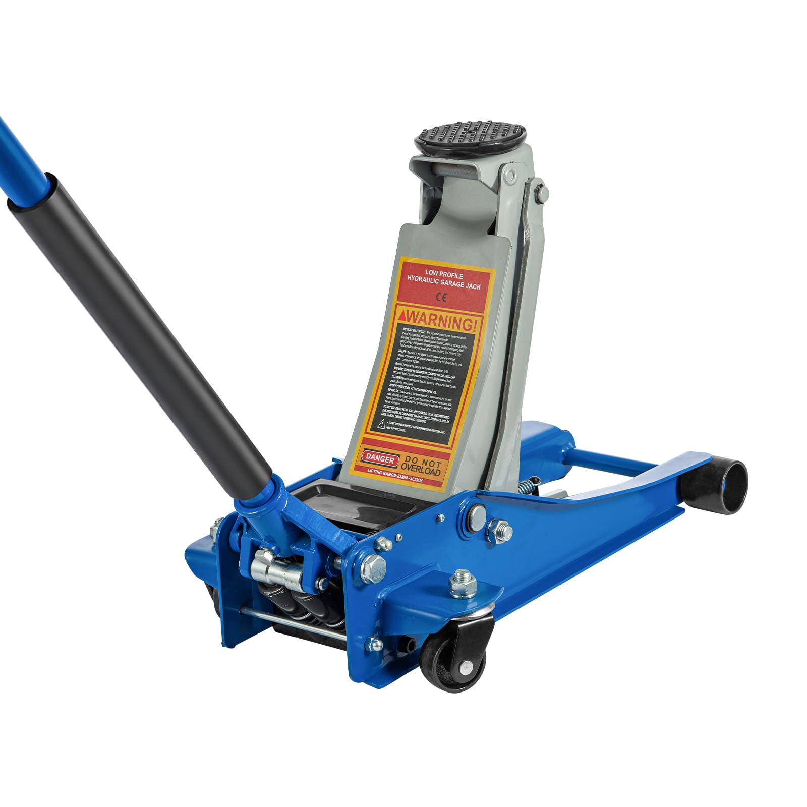 3 Tonne Trolley Jack Hydraulic Car Jack, Low Profile Floor for Car Van, Heavy-Duty Steel Hydraulic Lift with Dual Pump System, Handle Swivel Wheels, High Lift Garage (Blue)