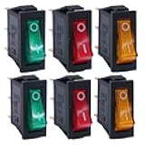 Twidec/6Pcs Rocker Switch 3 Pins 2 Position ON/Off AC 20A 125V 15A 250V SPST Yellow, Red and Green LED Light Illuminated Boat Rocker Switch Toggle KCD3-101N-YGR