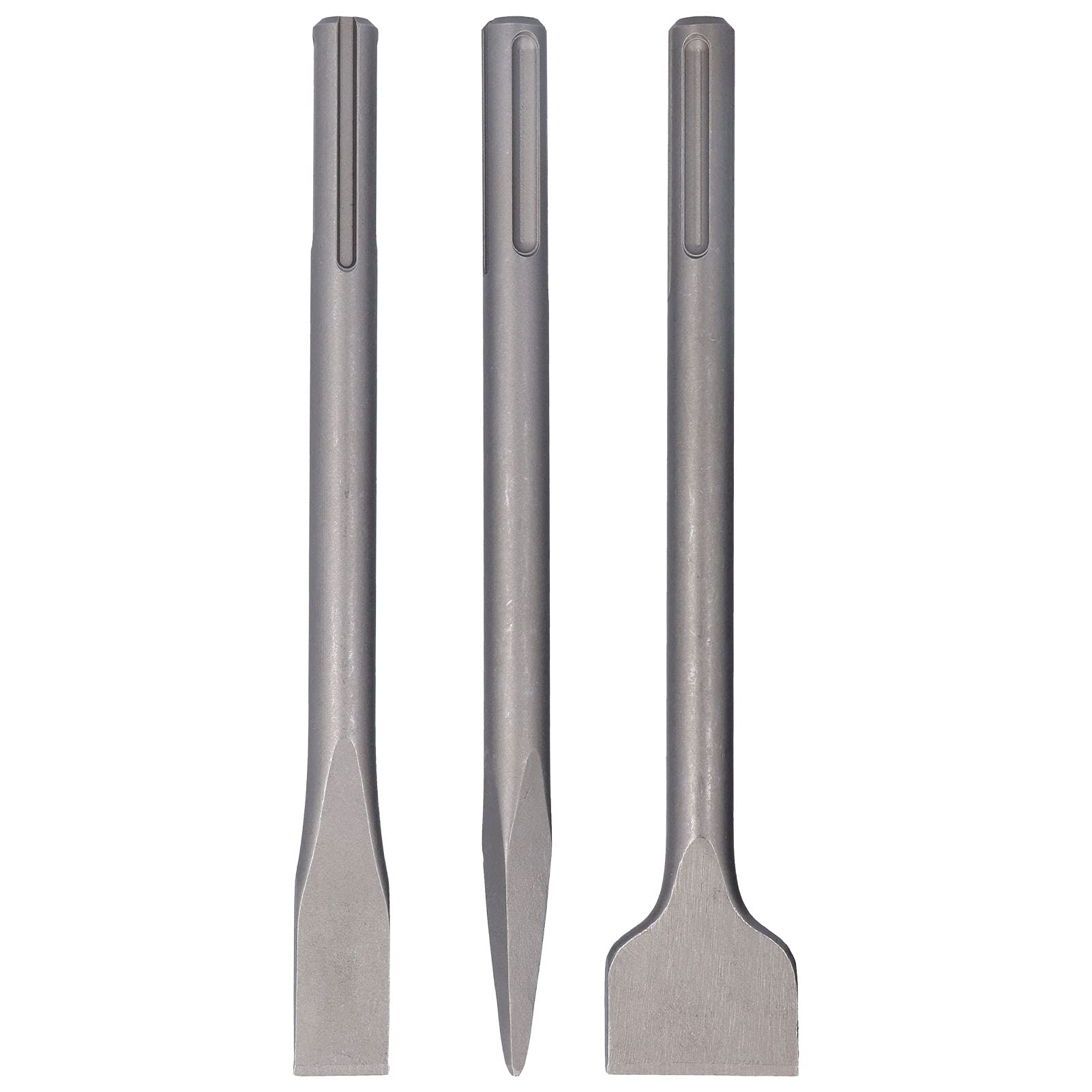 Cocoarm Kit de Cinceles Cinceles de Acero Al Carbono Juego de Escala de Punta Plana de 3 Piezas Vástago Extendido para Eliminación de Granito de Concreto de Baldosas con Taladro de Martillo (#2)
