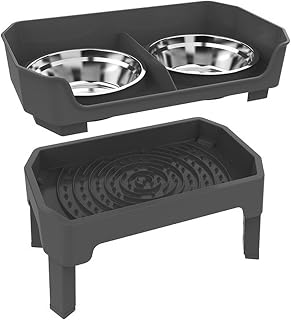 Elevated Dog Bowls 4 Height Adjustable Double Deck Feeder | Raised Cat Food And Water Bowls For Comfortable Eating And Drinking, Adjustable Pet Feeding Station For Puppy Training Kitchen Outdoor
