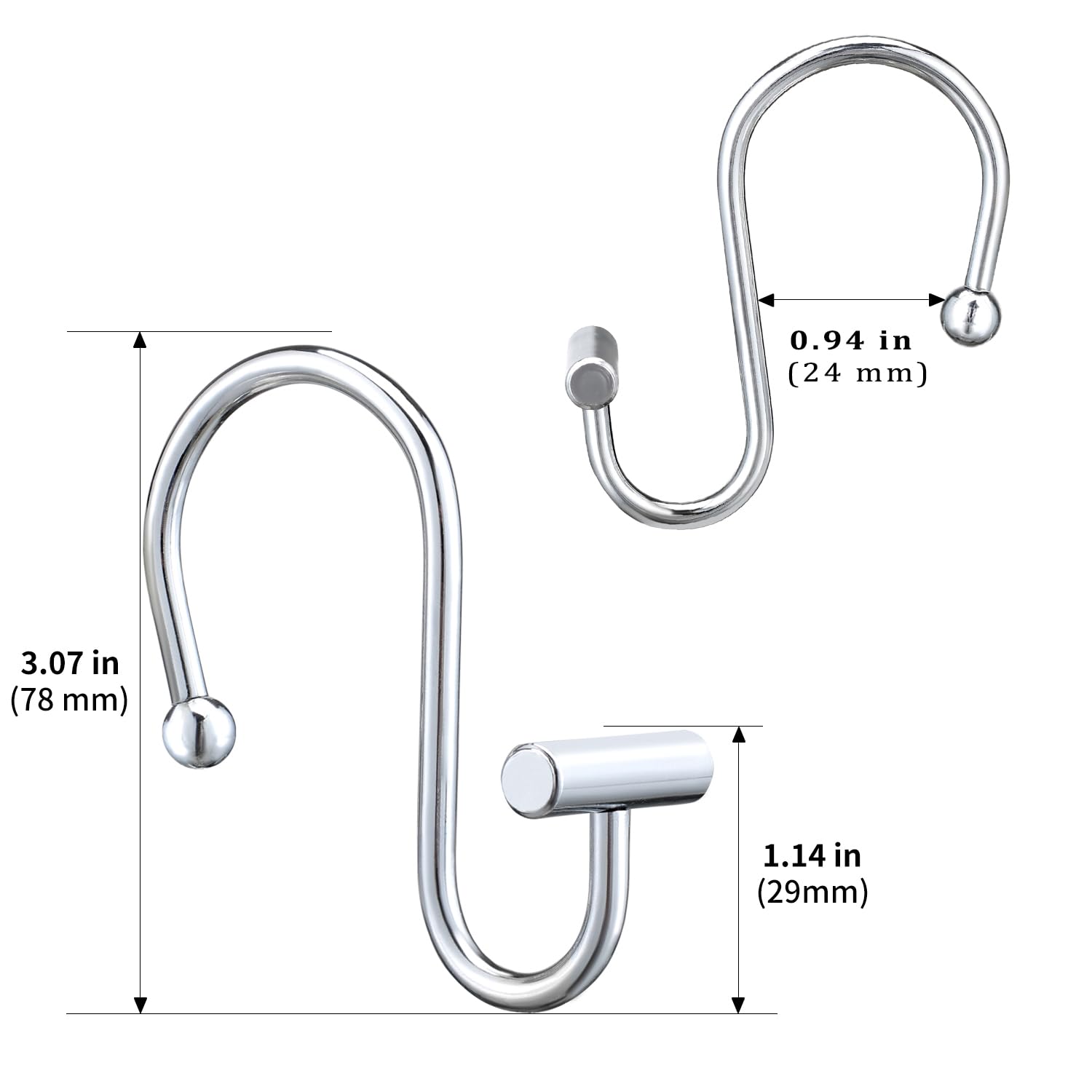 Ganci Per Tenda Doccia In Metallo Antiruggine - Set Da 12, Colore Bronzo, Design A Sfera Con Apertura Facile - 3