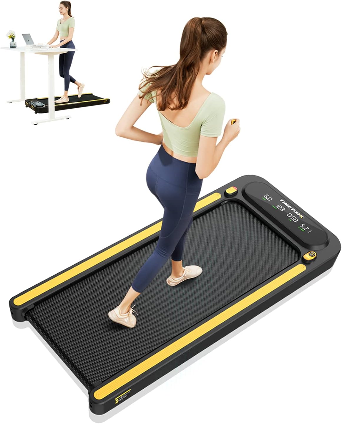 TIMETOOK Under Desk Treadmill, 2 in 1 Portable Treadmill 2.5HP Walking