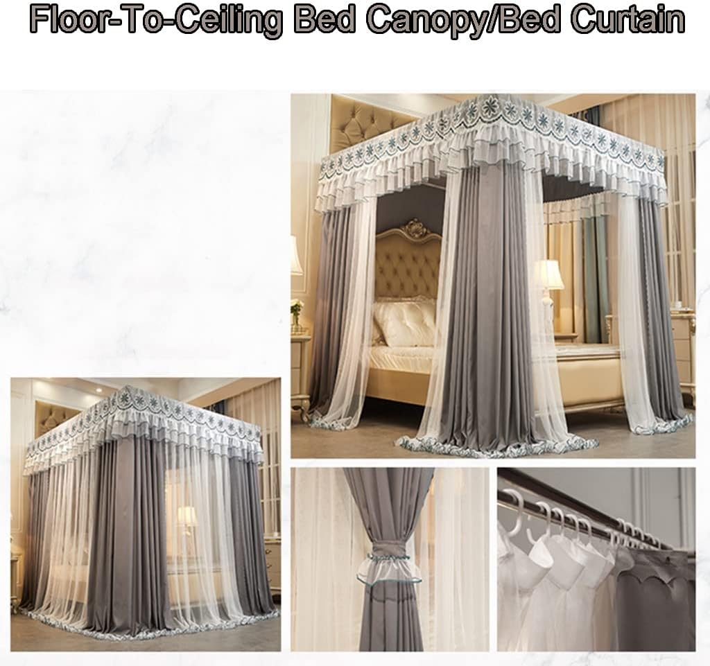 Bed Canopy European-Style Double-Layer Bed Canopy, for Adult Bedroom Decorative Bed Curtains, with Stand (Color : A1 180X200X200Cm)