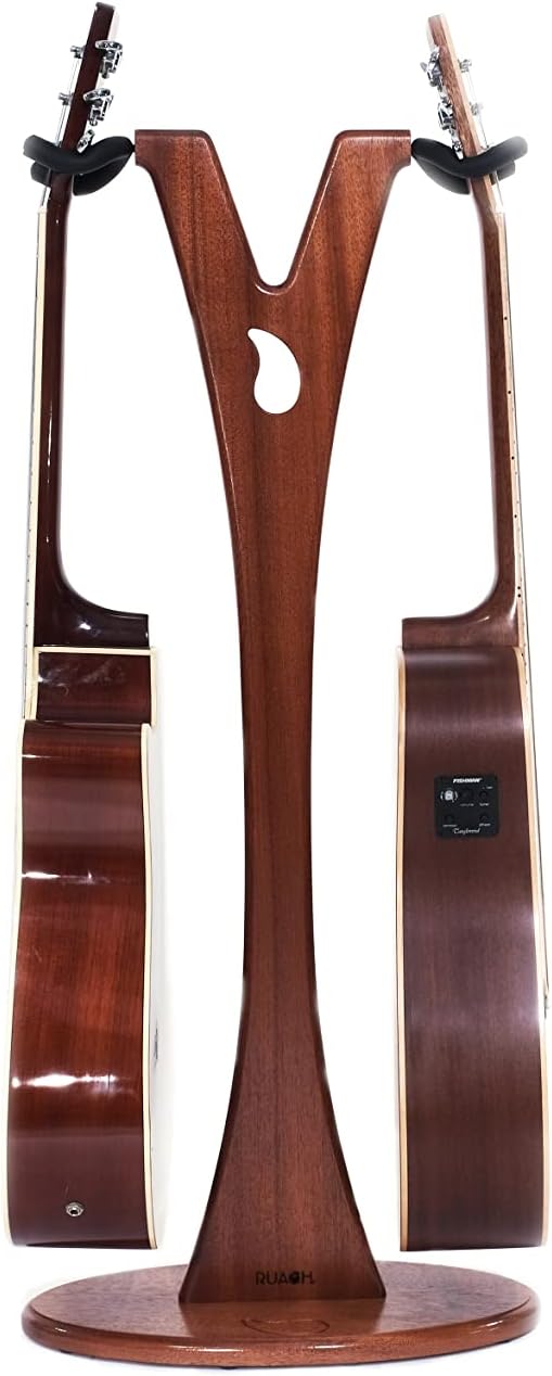 Ruach GS-1 Dual Acoustic and Electric Wooden Guitar Stand - Mahogany