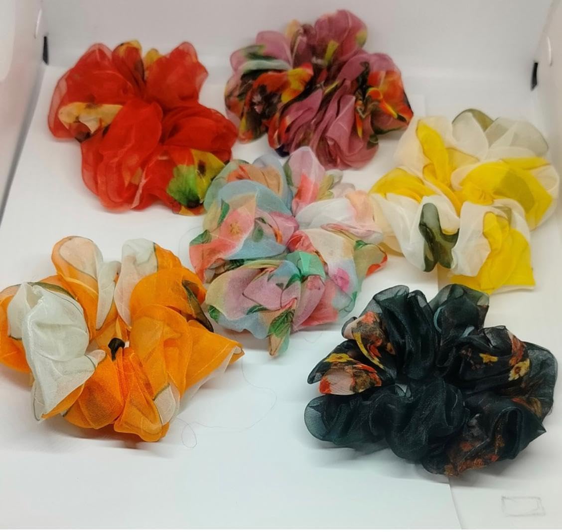 DEEGLO Organza Scrunchies For Women And Girls Set Of 6 Scrunchie for Less Hair fall Hairbands Rubber Band (B0D1N8DJRX) Amazon Price History, Amazon Price Tracker