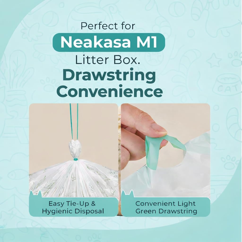 Cat Litter Bags Compatible with Neakasa Litter Box M1 Plus – 100 Count, Extra Thick, Heavy Duty