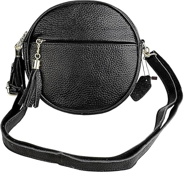 Leather Circle Bag, Trendy Circle Cross Body, Shoulder Bag Round Purses
