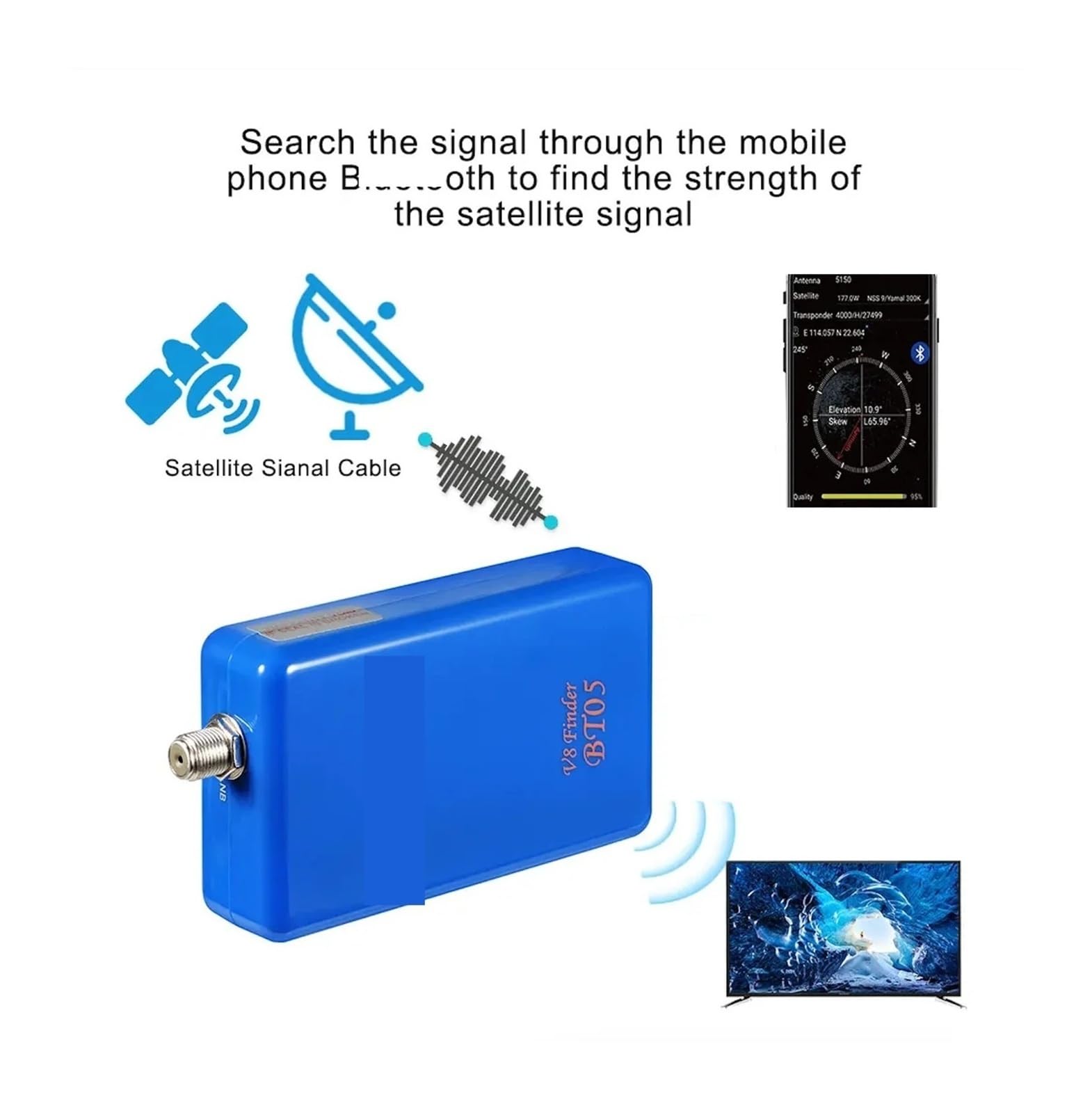 Récepteur satellite V8 Finder prend en charge la batterie LI-on 1080P à l'intérieur du chercheur numérique Satellite DVB-S2 pour antennes de systèmes de réception à distance