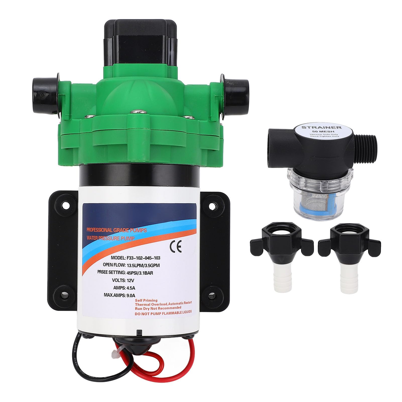 Alomejor Pompa Wodna 12 V RV 3,5 GPM 45 PSI Auto Start Stop, Samozasysająca Pompa Membranowa do Jachtu Morskiego RV, Chłodzenie Sprzętu