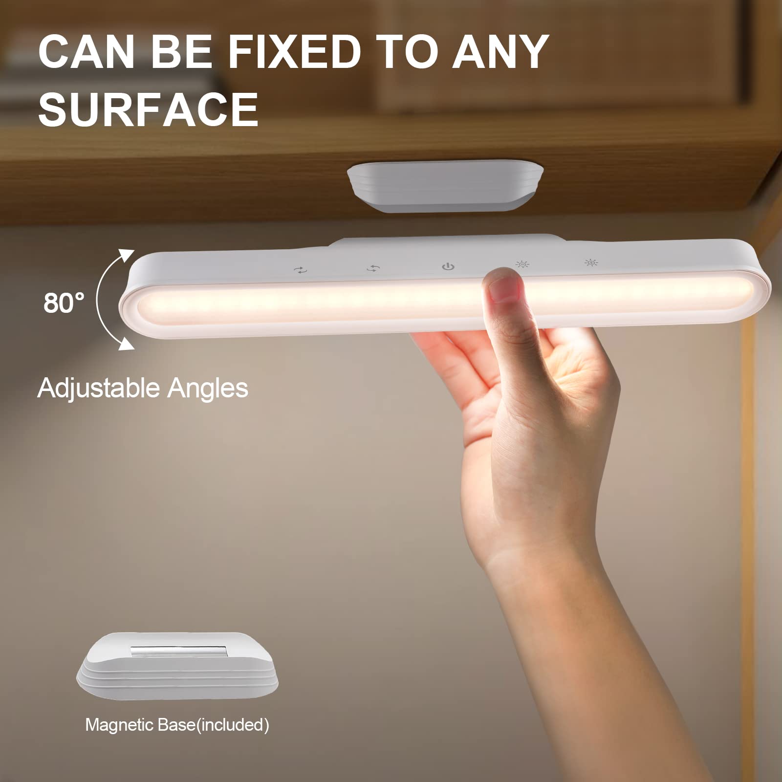 56-LED Under Cabinet Lights Wireless, Under Counter Lights for Kitchen Touch Control, Magnetic Closet Lighting, Rechargeable USB-C Battery Powered Lights, Dimmable Color Temperature/Brightness