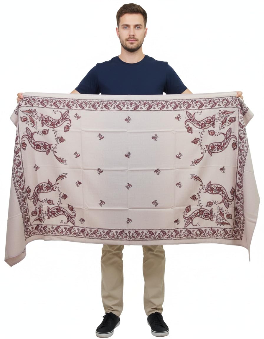 v vrinde Vrinde Grey Wool Printed Men's Shawl KA-SWL-08-picture-26
