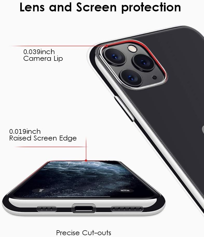 DTTO Compatible with iPhone 11 Pro Case, Slim Fit Clear Soft TPU Cover Case with Metal Luster Edge for 2019 iPhone 5.8 Inch-Silver