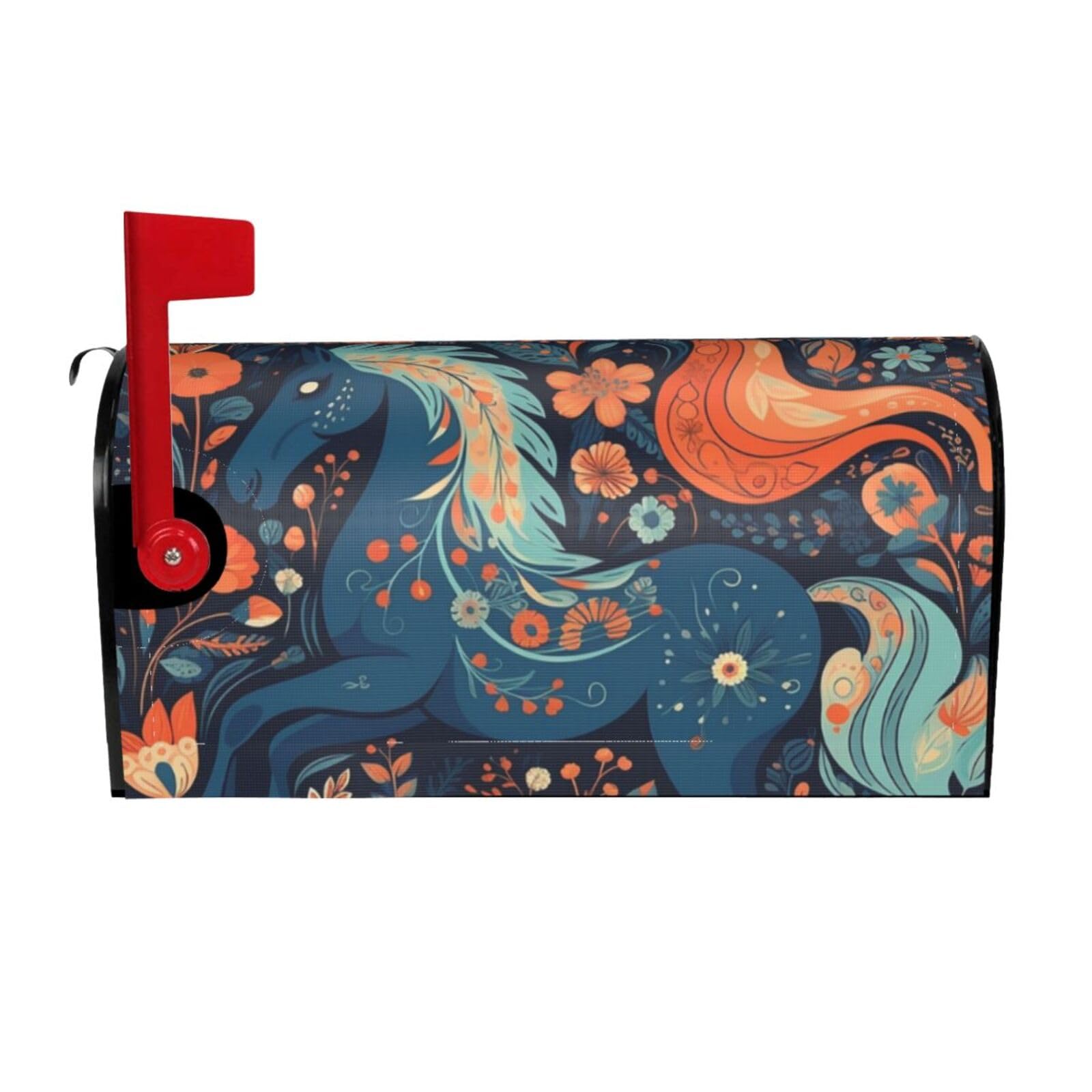 Playful Pony Mailbox Covers Magnetic Wraps Post Letter Box Cover Garden Home Decor 25.5x21 in