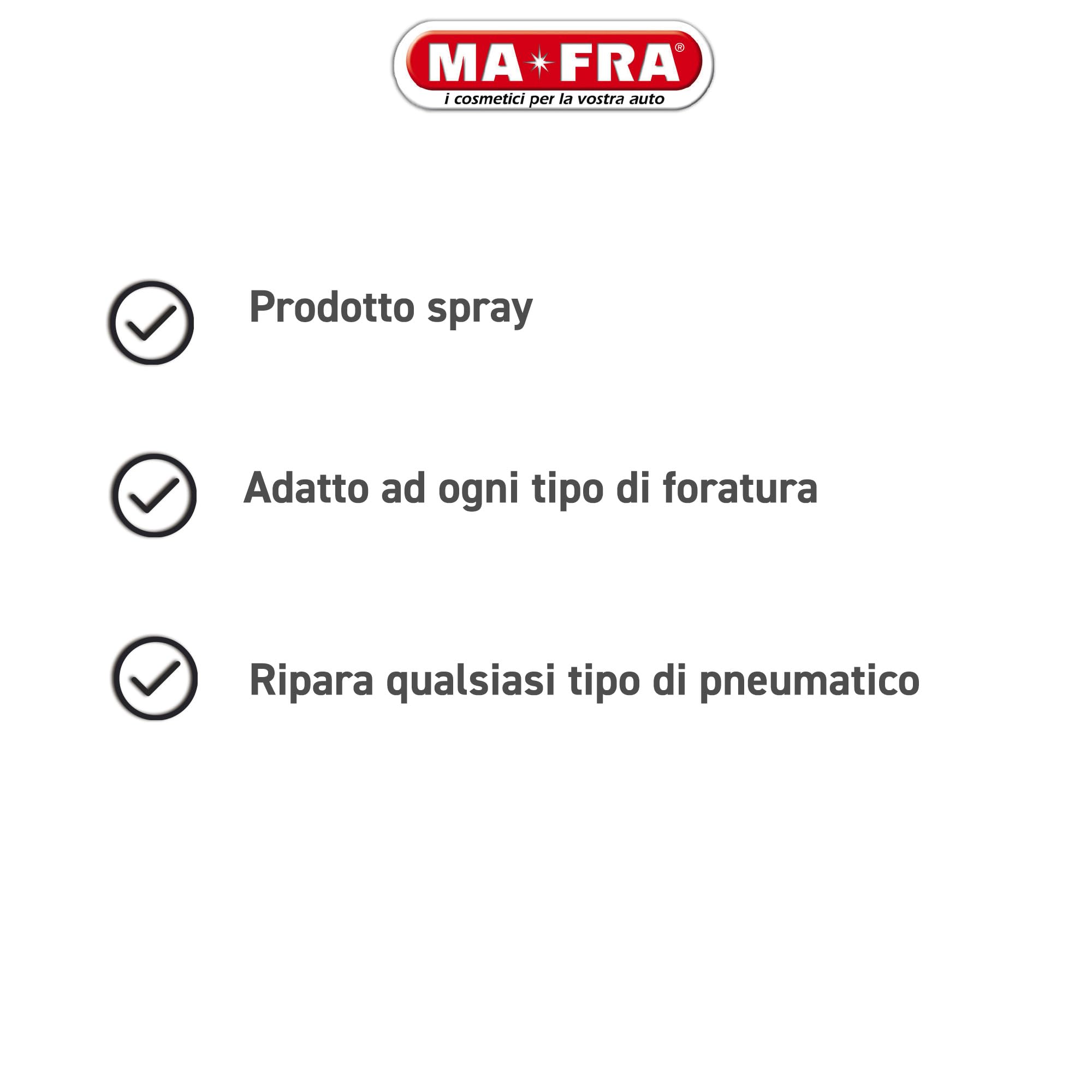 MAFRA, Quick, Gonfia e Ripara le Gomme Forate di Auto e Moto, Adatto a Pneumatici con e Senza Camera d'Aria, Facile da Trasportare, Bomboletta da 300ml