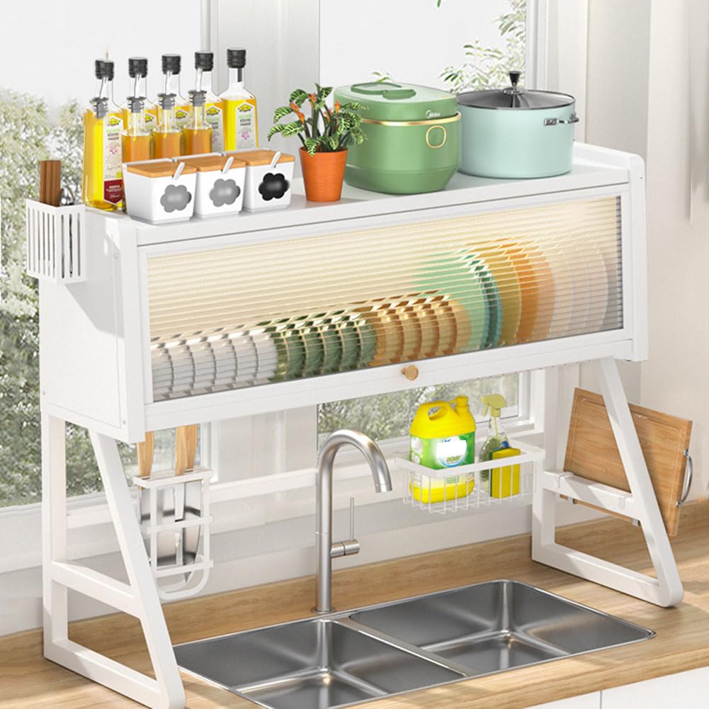 Scolapiatti di Grande capacità - Colino in Acciaio al Carbonio Staccabile per Ciotole e Piatti, Soluzione salvaspazio per riporre Gli Utensili da Cucina, Ideale per cucine di Piccole dimensi