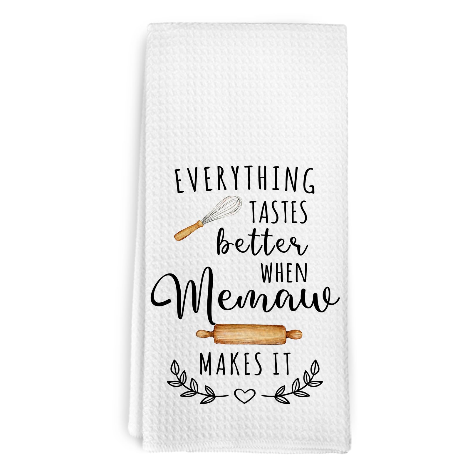 Memaw Mothers Day Birthday Gifts Kitchen Towels for Grandma from Grandkids, Everything Tastes Better When Memaw Makes It Grandma Dish Hand Tea Towels for Bathroom Kitchen Decor, 16x24 Inch