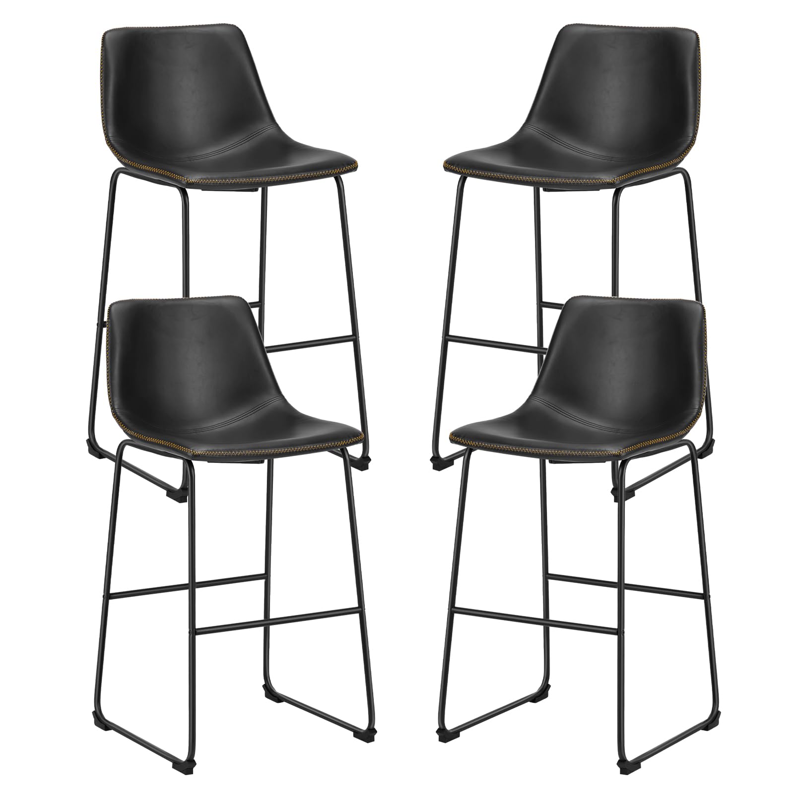 Photo 1 of ***MISSING PARTS***
Sweetcrispy Counter Height Bar Stools Set of 4, 30 inch Height Stool Faux Leather Barstools with Back, Armless Kitchen Island Countertop Comfortable Modern Chairs with Metal Legs, Elegant Black