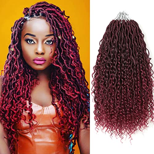5packs NEW Goddess Locs Crochet Hair 14 Inch River Fauxs Locs Wavy Crochet With Curly Hair In Middle And Ends (14 inch(Pack of 5), T530)