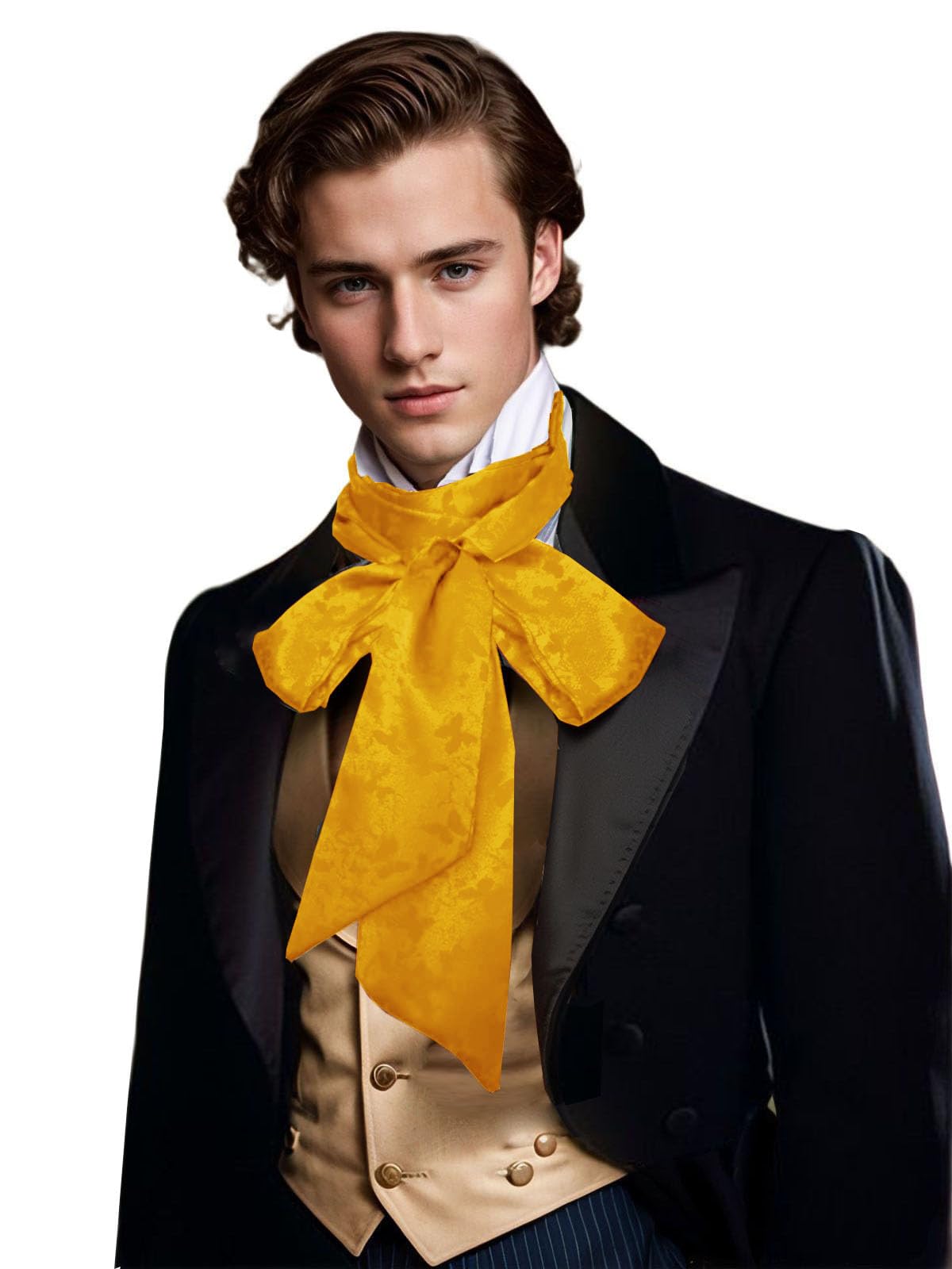 Unykaflor Renaissance Scarf Jabot Cravat,Mens Costume Collar for Victorian Edwardian Western Wedding Halloween Necktie