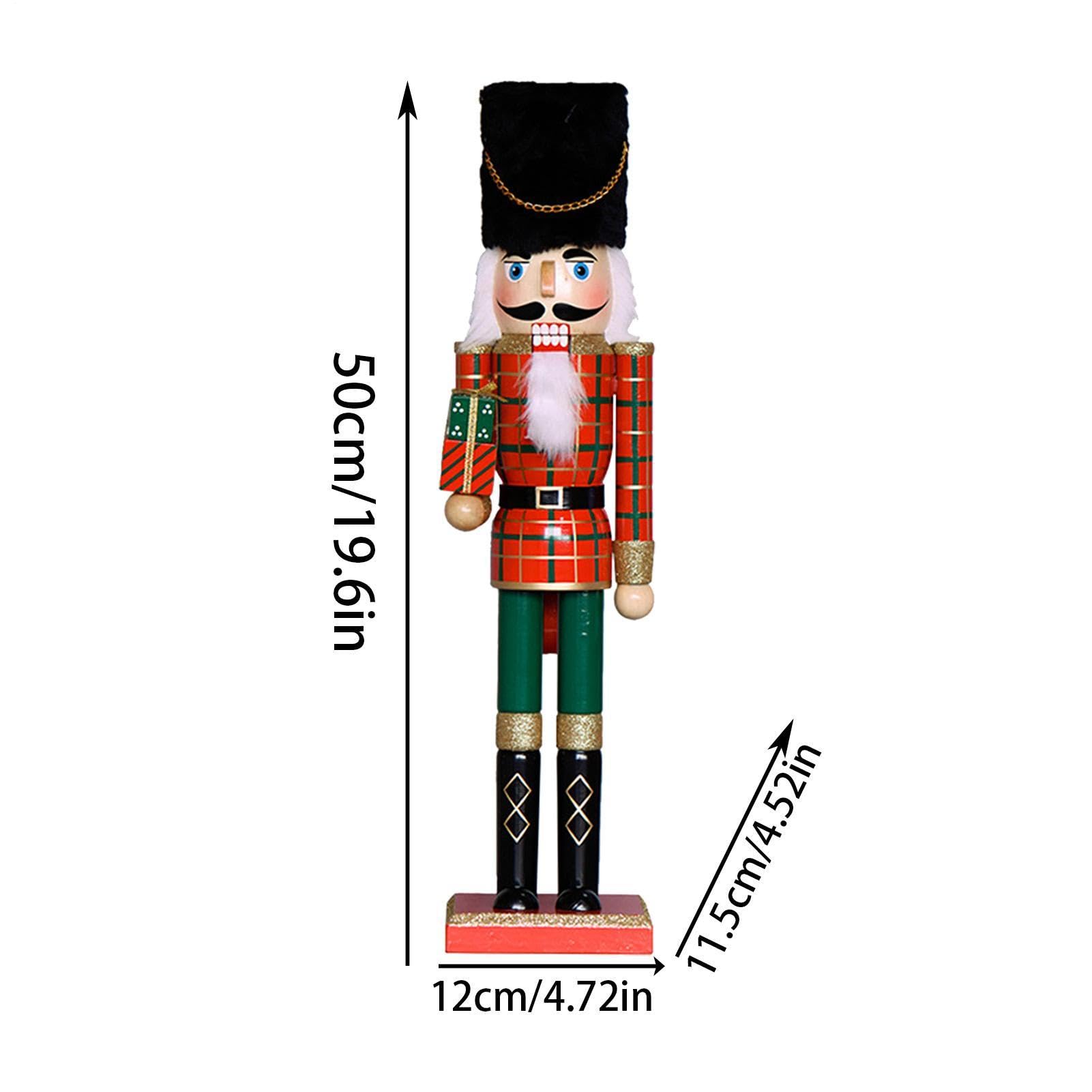 Nussknacker-Figur, Soldat aus Holz, Festliche Dekoration, handbemalt | Stabiler Standfuß, ideal für Weihnachtsdekoration, Regale, 12 x 11 x 50 cm