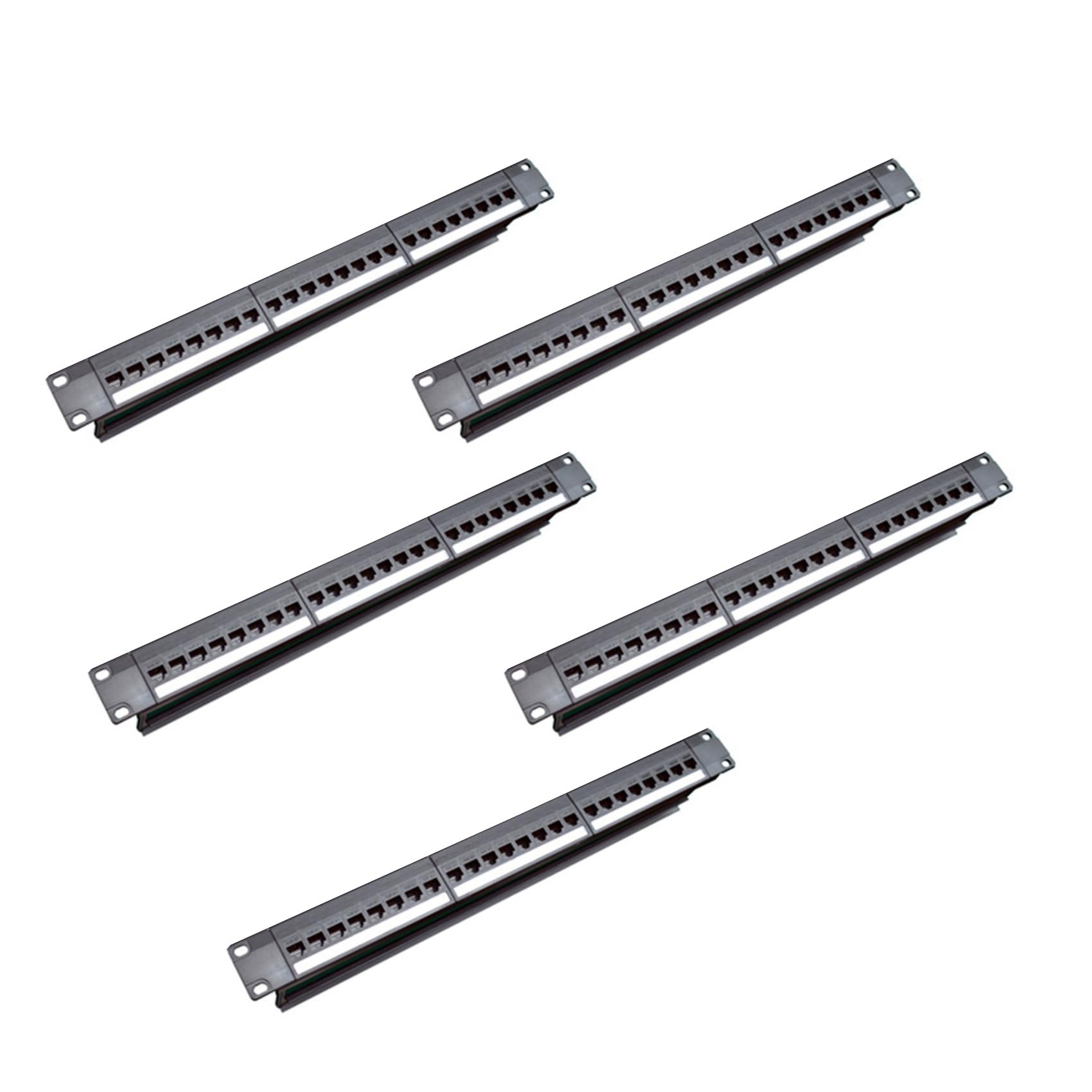 5X 19 Pouces 1U Armoire Rack Pass-Through 24 Ports CAT6 Panneau de Brassage Port de Contact RJ45 (Port de Contact RJ45) Cadre Modulaire